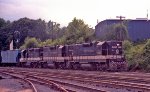 A trio of GP38-2's, led by SOU 5087, bring a train into Glenwood Yard